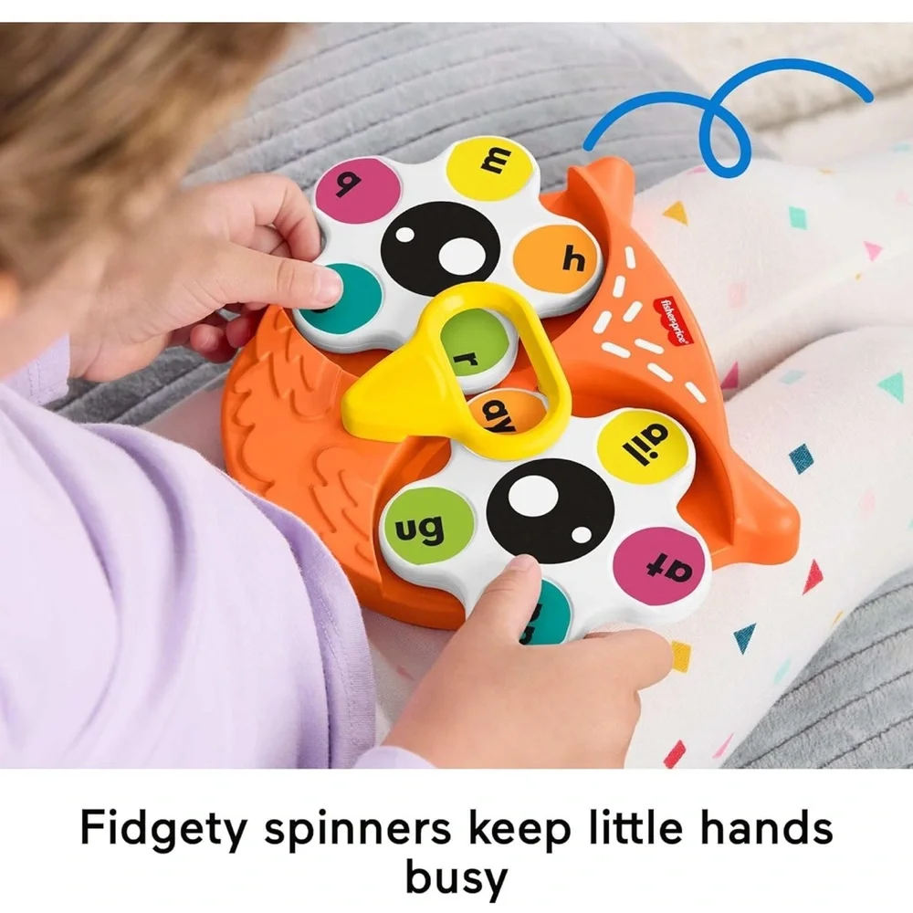 Fisher-Price Orange Owl Letter Spinner Learning Toy with Colorful Buttons
